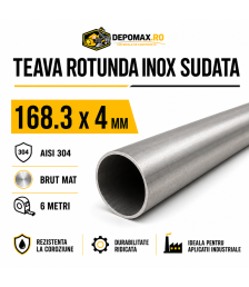 Teava rotunda inox sudata AISI 304, 168.3 x 4 mm, 6 metri